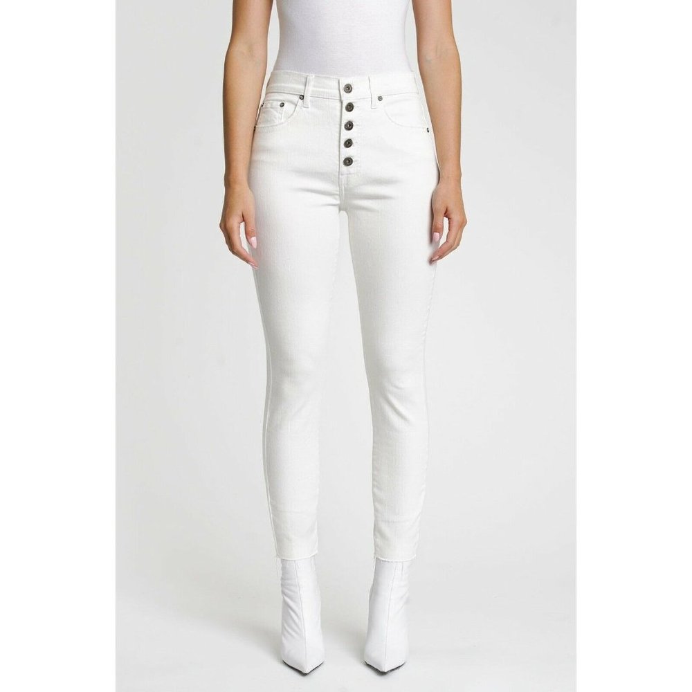 PISTOLA Aline High Rise Skinny Jeans Winter White Exposed Buttons Revolve 29 NEW